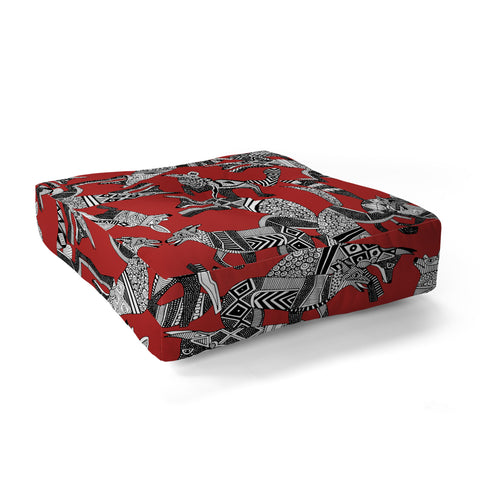 Sharon Turner woodland fox party red Floor Pillow Square