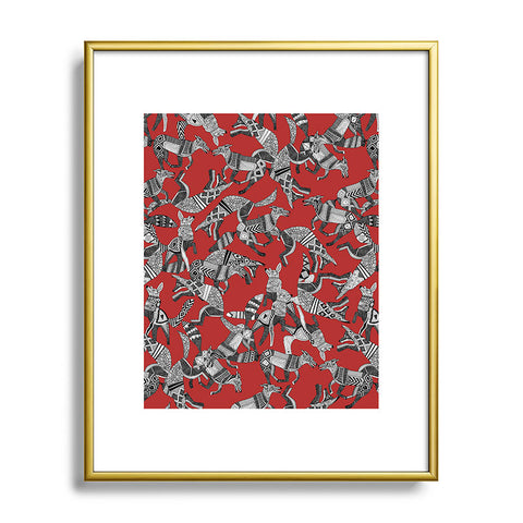 Sharon Turner woodland fox party red Metal Framed Art Print