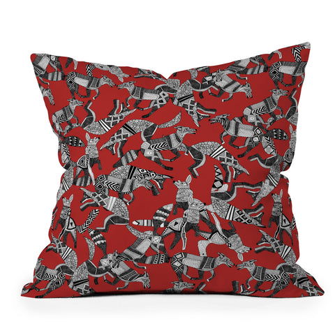 Sharon Turner woodland fox party red Throw Pillow