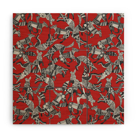 Sharon Turner woodland fox party red Wood Wall Mural