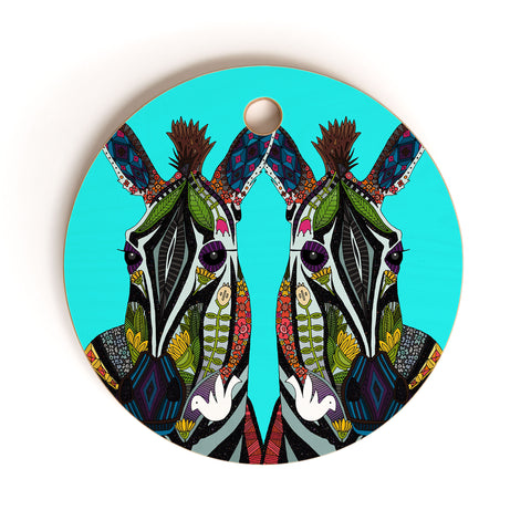 Sharon Turner zebra love Cutting Board Round