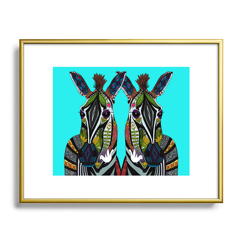 Sharon Turner zebra love Metal Framed Art Print
