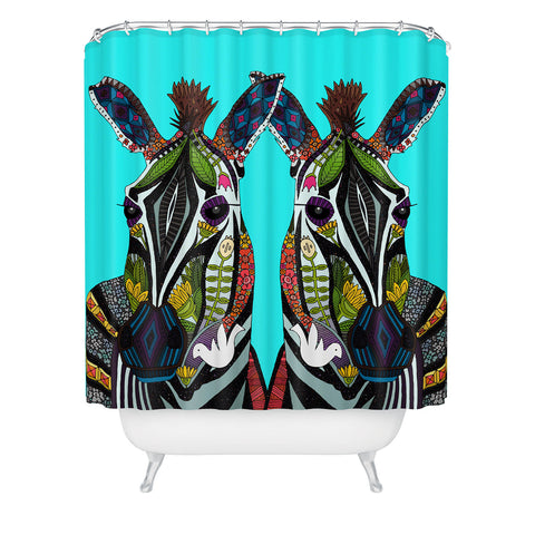 Sharon Turner zebra love Shower Curtain