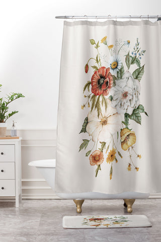 Shealeen Louise Wildflower Bouq Creme Shower Curtain And Mat