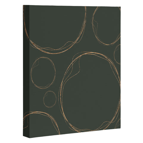Sheila Wenzel-Ganny Army Green Gold Circles Art Canvas
