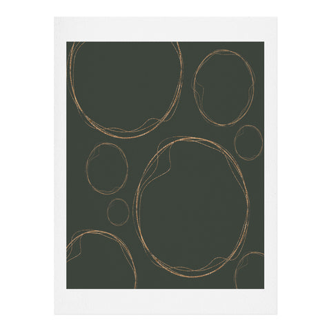 Sheila Wenzel-Ganny Army Green Gold Circles Art Print