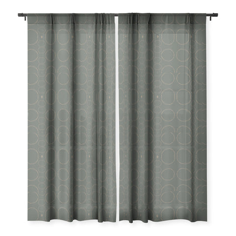 Sheila Wenzel-Ganny Army Green Gold Circles Sheer Window Curtain