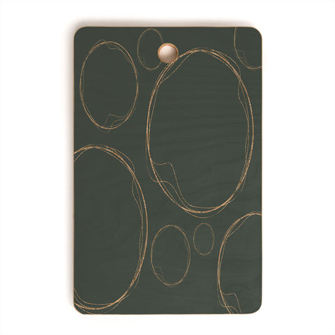 Sheila Wenzel-Ganny Army Green Gold Circles Cutting Board Rectangle