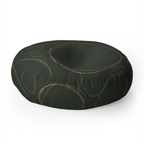 Sheila Wenzel-Ganny Army Green Gold Circles Floor Pillow Round