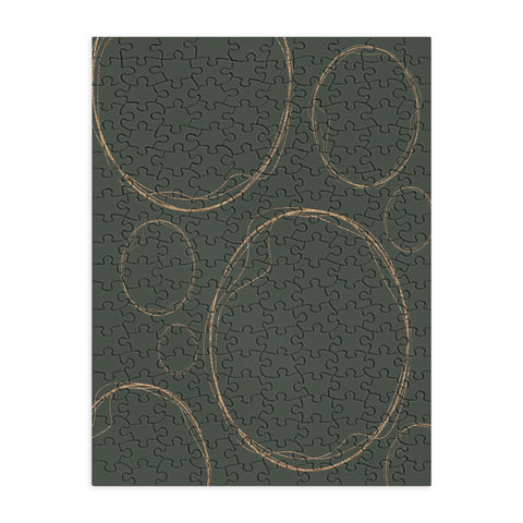 Sheila Wenzel-Ganny Army Green Gold Circles Puzzle