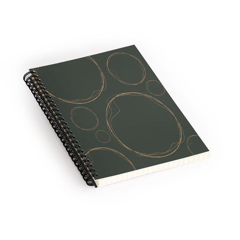 Sheila Wenzel-Ganny Army Green Gold Circles Spiral Notebook