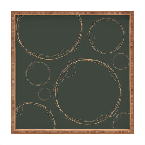Sheila Wenzel-Ganny Army Green Gold Circles Square Tray