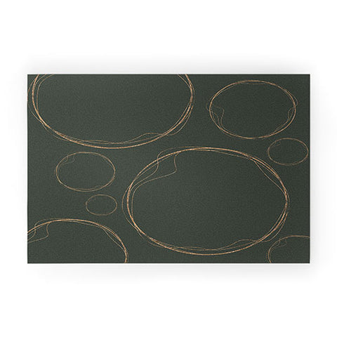 Sheila Wenzel-Ganny Army Green Gold Circles Welcome Mat