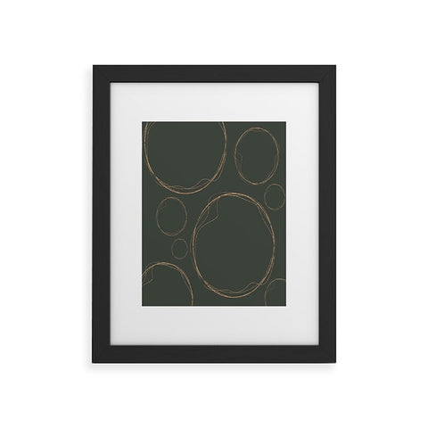Sheila Wenzel-Ganny Army Green Gold Circles Framed Art Print