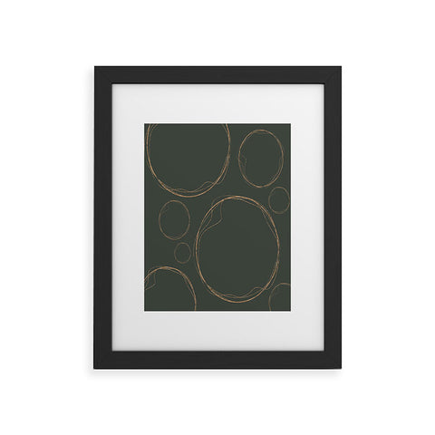 Sheila Wenzel-Ganny Army Green Gold Circles Framed Art Print