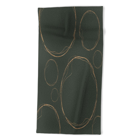 Sheila Wenzel-Ganny Army Green Gold Circles Beach Towel