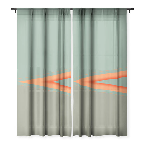Sheila Wenzel-Ganny Army Green Orange Stripe Sheer Non Repeat