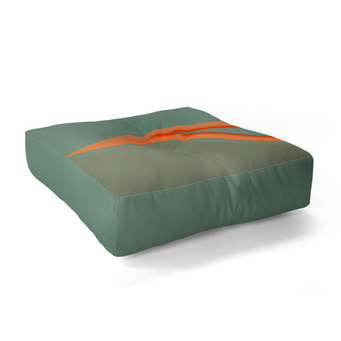 Sheila Wenzel-Ganny Army Green Orange Stripe Floor Pillow Square