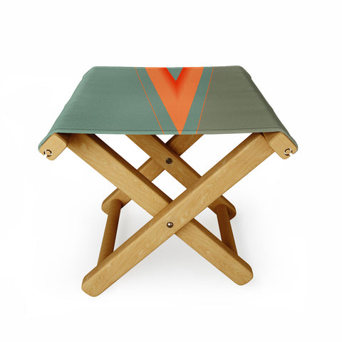 Sheila Wenzel-Ganny Army Green Orange Stripe Folding Stool