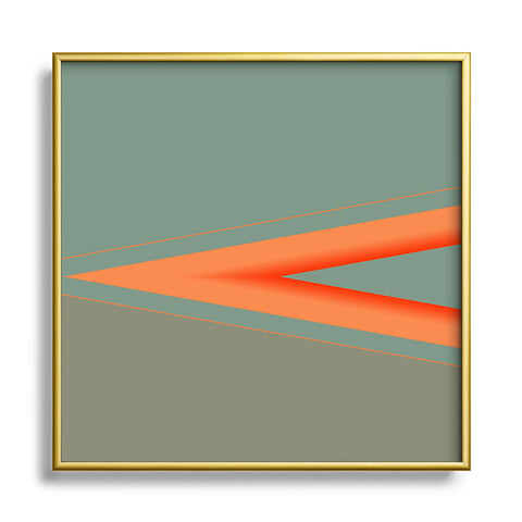 Sheila Wenzel-Ganny Army Green Orange Stripe Metal Square Framed Art Print