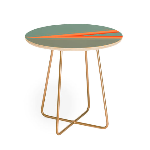 Sheila Wenzel-Ganny Army Green Orange Stripe Round Side Table