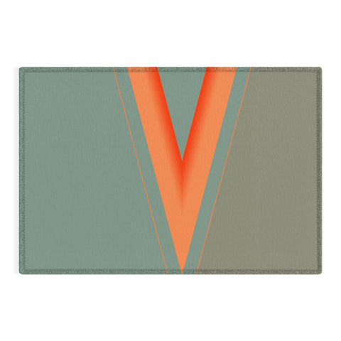 Sheila Wenzel-Ganny Army Green Orange Stripe Outdoor Rug