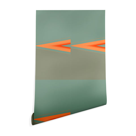 Sheila Wenzel-Ganny Army Green Orange Stripe Wallpaper