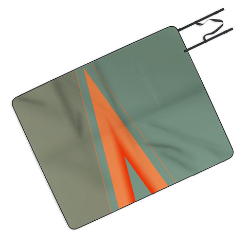 Sheila Wenzel-Ganny Army Green Orange Stripe Picnic Blanket