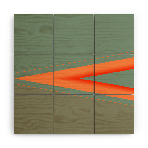 Sheila Wenzel-Ganny Army Green Orange Stripe Wood Wall Mural