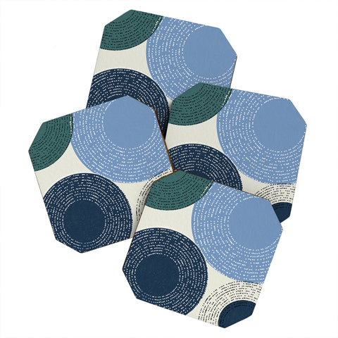 Sheila Wenzel-Ganny Big Blues Minimalist design Coaster Set