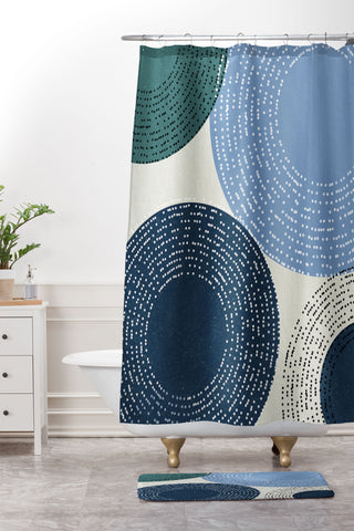 Sheila Wenzel-Ganny Big Blues Minimalist design Shower Curtain And Mat