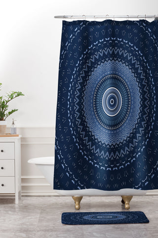 Sheila Wenzel-Ganny Blue Bohemian Mandala Shower Curtain And Mat