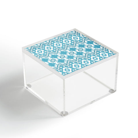 Sheila Wenzel-Ganny Blue Boho Geometric Design Acrylic Box