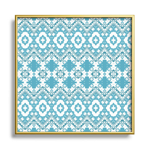 Sheila Wenzel-Ganny Blue Boho Geometric Design Metal Square Framed Art Print