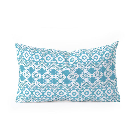 Sheila Wenzel-Ganny Blue Boho Geometric Design Oblong Throw Pillow