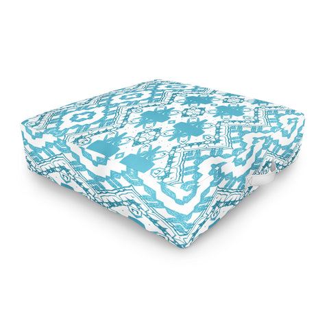 Sheila Wenzel-Ganny Blue Boho Geometric Design Outdoor Floor Cushion