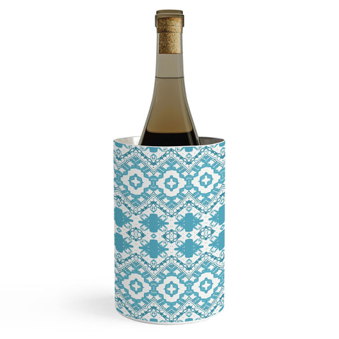 Sheila Wenzel-Ganny Blue Boho Geometric Design Wine Chiller
