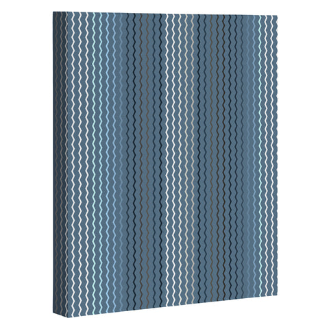 Sheila Wenzel-Ganny Blue Grey Zig Zag Stripes Art Canvas