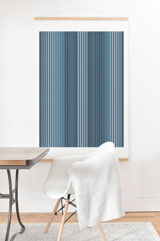 Sheila Wenzel-Ganny Blue Grey Zig Zag Stripes Art Print And Hanger
