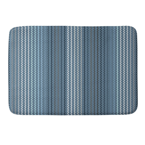 Sheila Wenzel-Ganny Blue Grey Zig Zag Stripes Memory Foam Bath Mat
