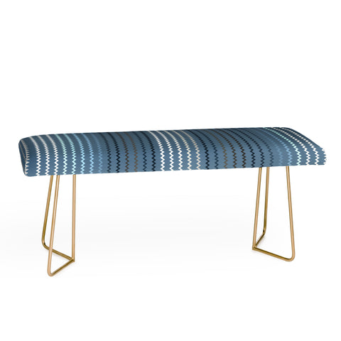 Sheila Wenzel-Ganny Blue Grey Zig Zag Stripes Bench