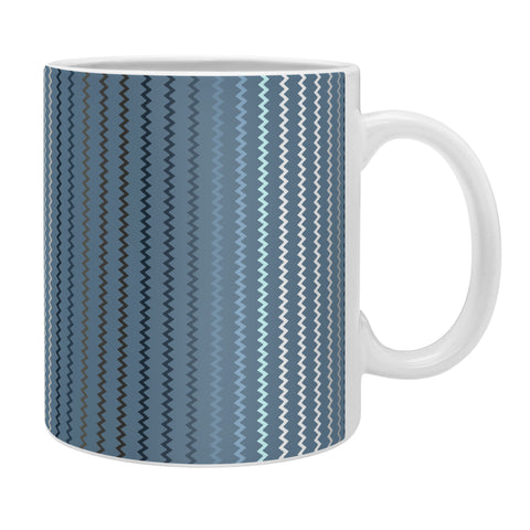Sheila Wenzel-Ganny Blue Grey Zig Zag Stripes Coffee Mug