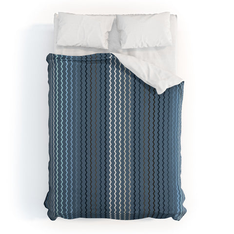 Sheila Wenzel-Ganny Blue Grey Zig Zag Stripes Comforter