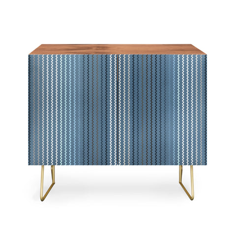 Sheila Wenzel-Ganny Blue Grey Zig Zag Stripes Credenza
