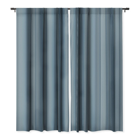 Sheila Wenzel-Ganny Blue Grey Zig Zag Stripes Blackout Window Curtain