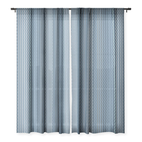 Sheila Wenzel-Ganny Blue Grey Zig Zag Stripes Sheer Non Repeat
