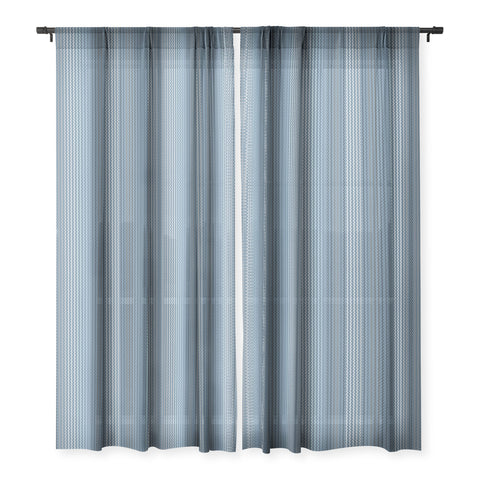 Sheila Wenzel-Ganny Blue Grey Zig Zag Stripes Sheer Window Curtain