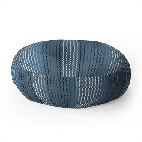 Sheila Wenzel-Ganny Blue Grey Zig Zag Stripes Floor Pillow Round