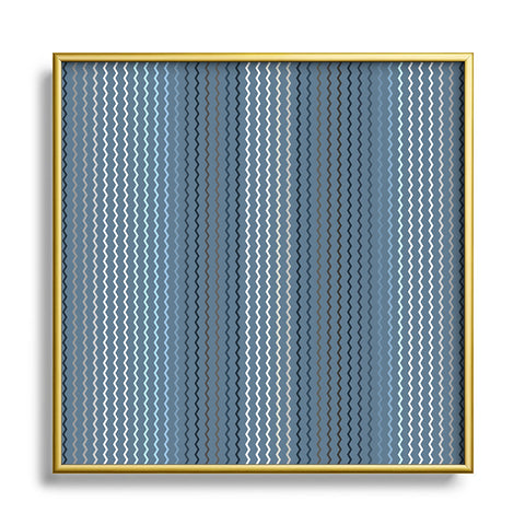 Sheila Wenzel-Ganny Blue Grey Zig Zag Stripes Metal Square Framed Art Print