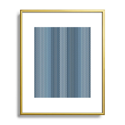 Sheila Wenzel-Ganny Blue Grey Zig Zag Stripes Metal Framed Art Print